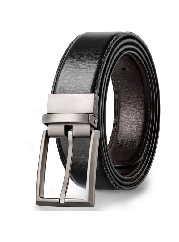 Mens Reversible Leather Belt, Dress Casual Belts for Men, One Belt Reverse For 2 Sides