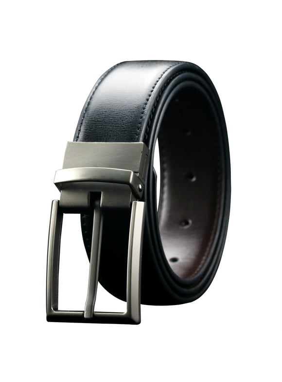 Mens Reversible Leather Belt, Dress Casual Belts for Men, One Belt Reverse For 2 Sides