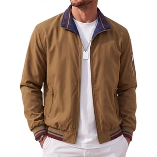 Mens Reversible Lightweight Jacket Stand Collar Bomber Casual Full Zip Coat 2 in 1 Outdoor Windbreaker