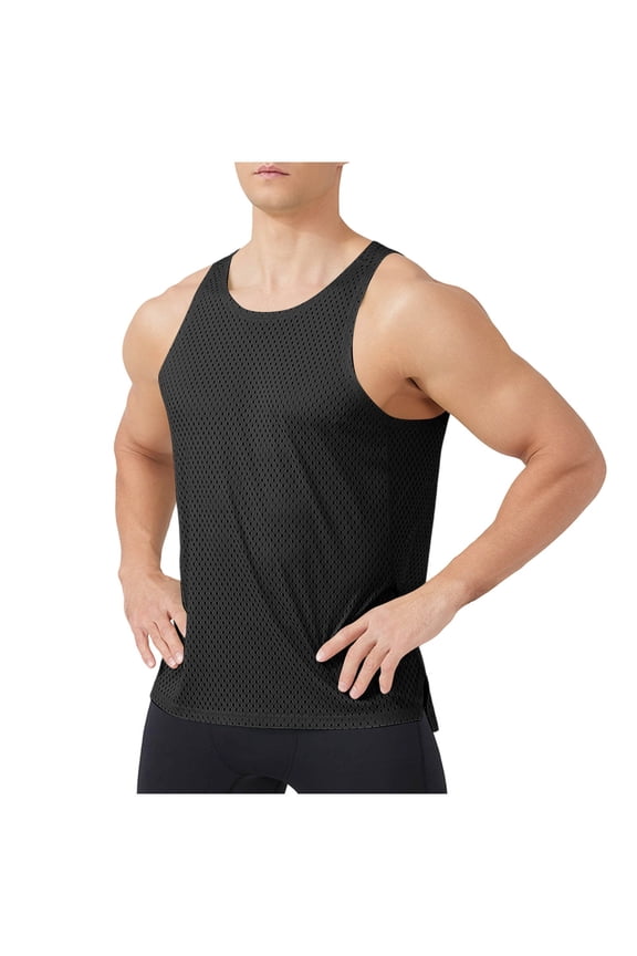 Mens Reversible Mesh Basketball Jersey Quick Drying Breathable Sleeveless Tank Top Black