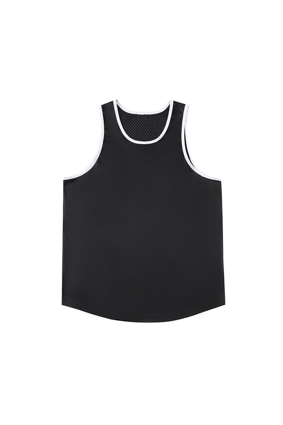 Mens Reversible Mesh Breathable Basketball Jersey Hollow out Quick Dry Sleeveless Workout Shirt Muscle Tank for Running Training Big and Tall Size M-3XL Black