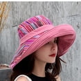 thumbnail image 1 of Mens Reversible Sun Hat Wide Brim Lightweight Nylon Bucket Hat Packable for Travel Beach Pink & Striped,Size Free Size, 1 of 5