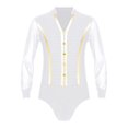 thumbnail image 1 of Mens Rhinestone V Neck Dance Shirts Unitard Ballroom Modern Latin Tango Rumba Long Sleeve Leotard Bodysuit Dancewear, 1 of 6