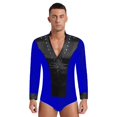 thumbnail image 1 of Mens Rhinestone V Neck Dance Shirts Unitard Ballroom Modern Latin Tango Rumba Long Sleeve Leotard Bodysuit Dancewear, 1 of 6
