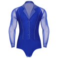 thumbnail image 1 of Mens Rhinestone V Neck Dance Shirts Unitard Ballroom Modern Latin Tango Rumba Long Sleeve Leotard Bodysuit Dancewear, 1 of 6
