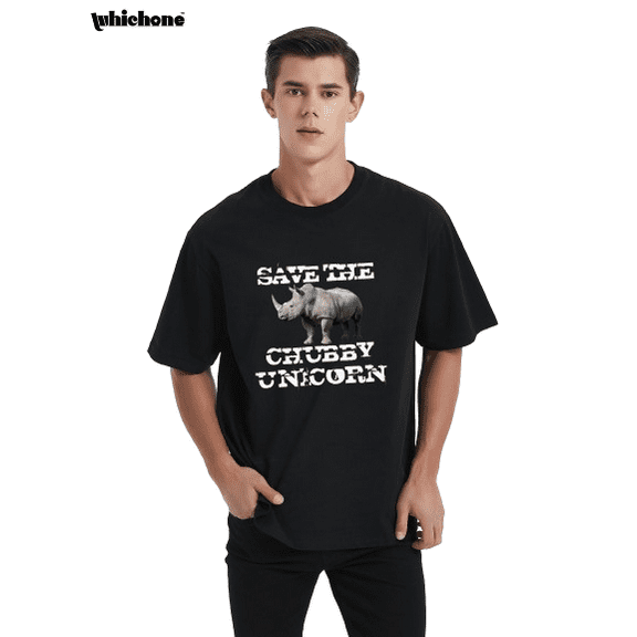 Mens Rhinoceros Themed TShirt Save The Chubby Unicorn Tee Funny Humor Graphic T-Shirt