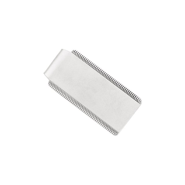 Mens Rhodium-Plated Satin Money Clip in Sterling Silver