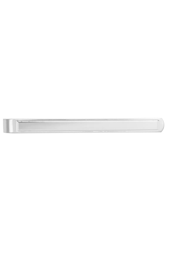 Mens Rhodium Silver Jewelco London Groove Rectangular ID Slide-on Tie Clip