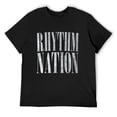 thumbnail image 1 of Mens Rhythm Vintage Nation 80s Aesthetic Typography Design T-Shirt Black, 1 of 5