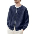 thumbnail image 1 of Mens Ribbed Knit Sweaters Crew Neck Button Down Long Sleeve Cardigans Soft Comfy Fall Winter Fashion Clothes Outfits (2XL, Navy), 1 of 4