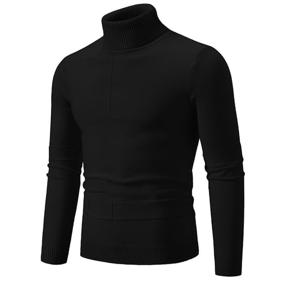 Mens Ribbed Pullover Sweater Mens Knitted Turtleneck Long Sleeve Turtle Neck Thermal Casual High Neck Sweaters Ribbed Pullover Sweater Sweaters Men S-77 Black XXL