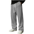 thumbnail image 1 of Mens Ribbed Sweatpants Stretchy Waist Wide Leg Pants with Pockets Drawstring Straight-Leg Sweatpant Athletic Casual Pants Workout Slacks Lightweight Trousers Spring Summer Outfits 2026 Gray S, 1 of 9