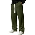 thumbnail image 1 of Mens Ribbed Sweatpants Stretchy Waist Wide Leg Pants with Pockets Drawstring Straight-Leg Sweatpant Athletic Casual Pants Workout Slacks Lightweight Trousers Spring Summer Outfits 2026 Green S, 1 of 9