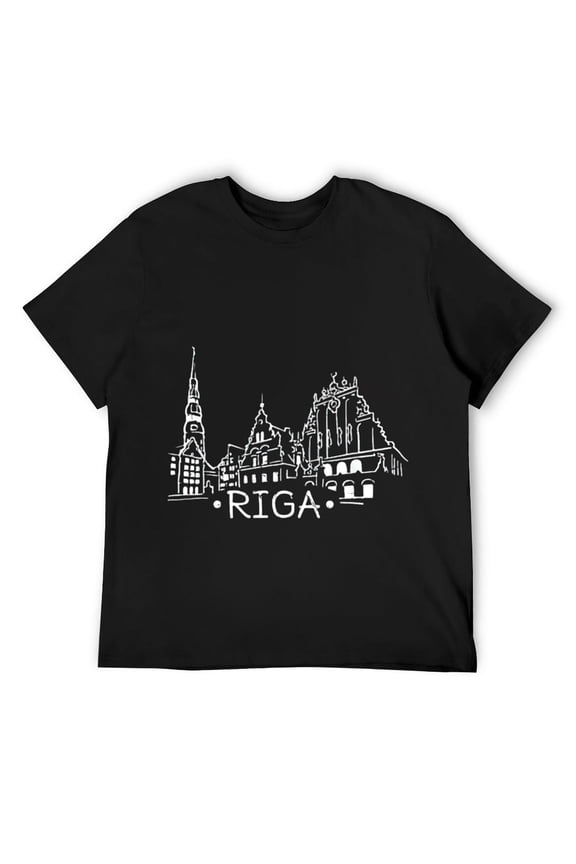 Mens Riga Latvia House of the Blackheads Cityscape Europe T-Shirt Black