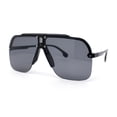 thumbnail image 1 of Mens Rimless Half Rim Oversized Mobster Rectangle Racer Plastic Sunglasses Shiny Black - Black, 1 of 4