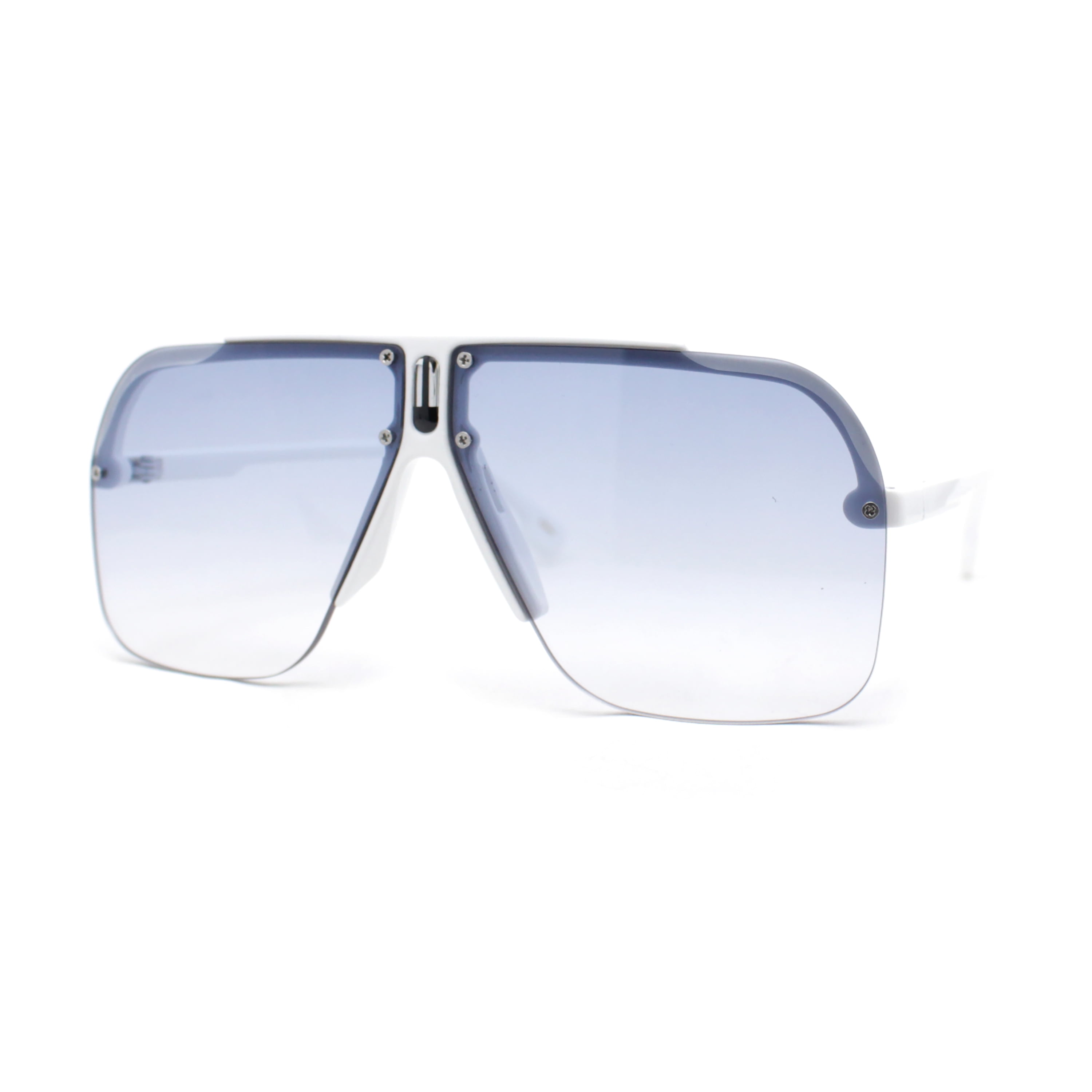 Mens Rimless Half Rim Oversized Mobster Rectangle Racer Plastic ...