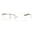 thumbnail image 1 of Mens Rimless Leopard Jewel Pin Arm Rectangle Eyeglasses Silver, 1 of 4