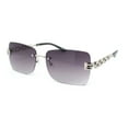thumbnail image 1 of Mens Rimless Luxury Metal Jewel Chain Link Arm Fashion Sunglasses Silver - Smoke, 1 of 4