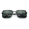 thumbnail image 1 of Mens Rimless Narrow Rectangle Dimensional Metal Frame Sunglasses Black - Green, 1 of 1