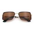 thumbnail image 1 of Mens Rimless Narrow Rectangle Dimensional Metal Frame Sunglasses Gold - Brown, 1 of 6