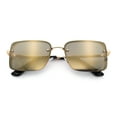 thumbnail image 1 of Mens Rimless Narrow Rectangle Dimensional Metal Frame Sunglasses Gold - Gold Mirror, 1 of 6