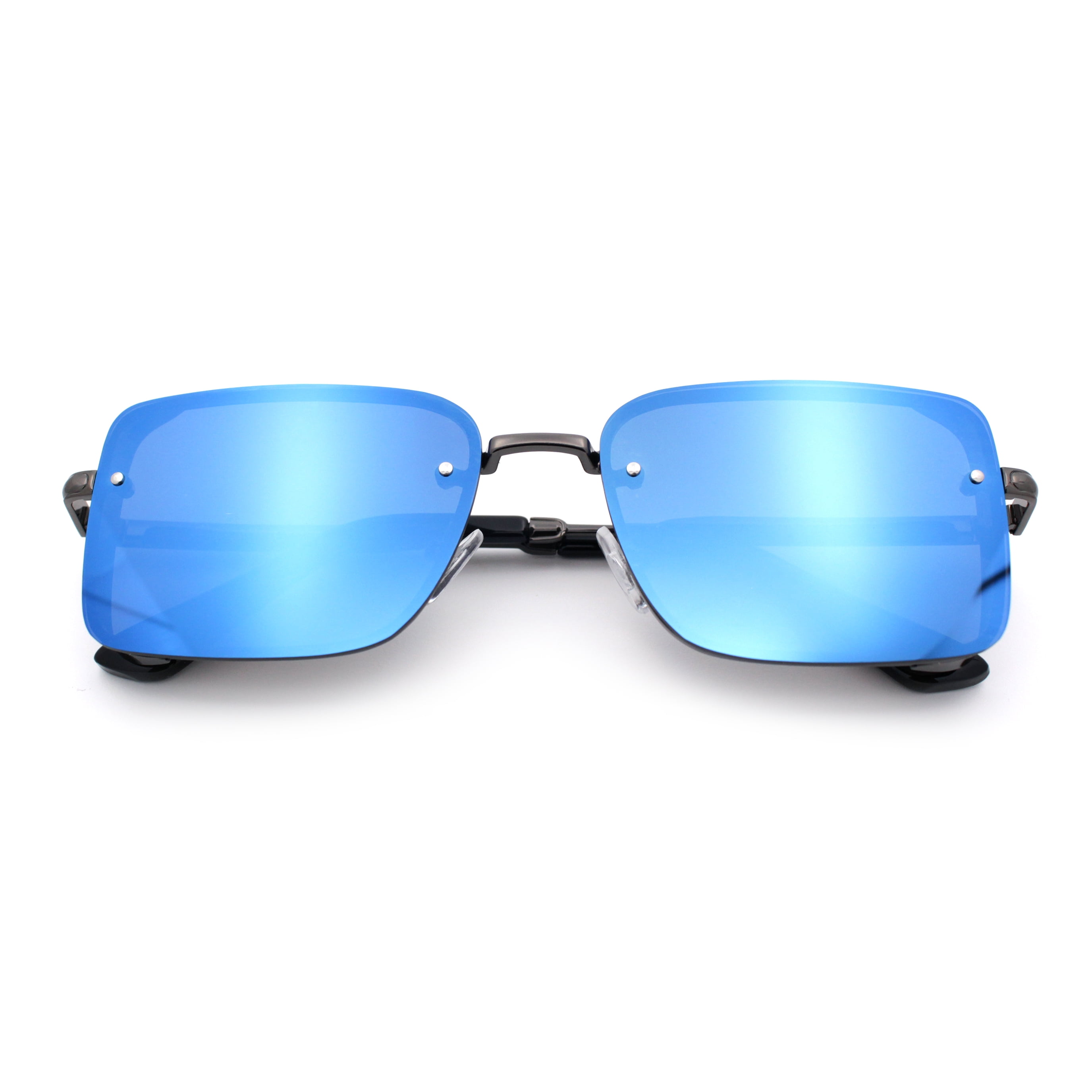 Mens Rimless Narrow Rectangle Dimensional Metal Frame