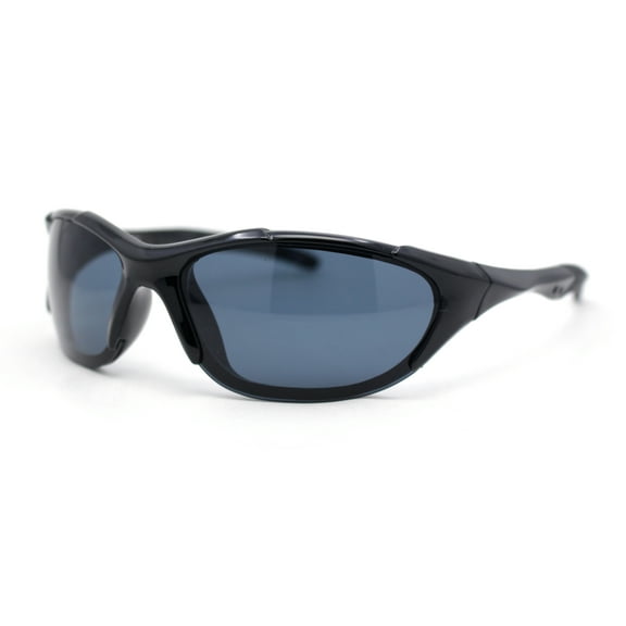 Mens Rimless Oval Round Sport Wrap Around Plastic Y2K Sunglasses All Black