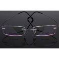 thumbnail image 1 of Mens Rimless Rectangle Titanium Flexible Lightweight Optical Eyeglass Frames Rx, 1 of 3