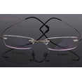thumbnail image 1 of Mens Rimless Rectangle Titanium Flexible Lightweight Optical Eyeglass Frames Rx, 1 of 3