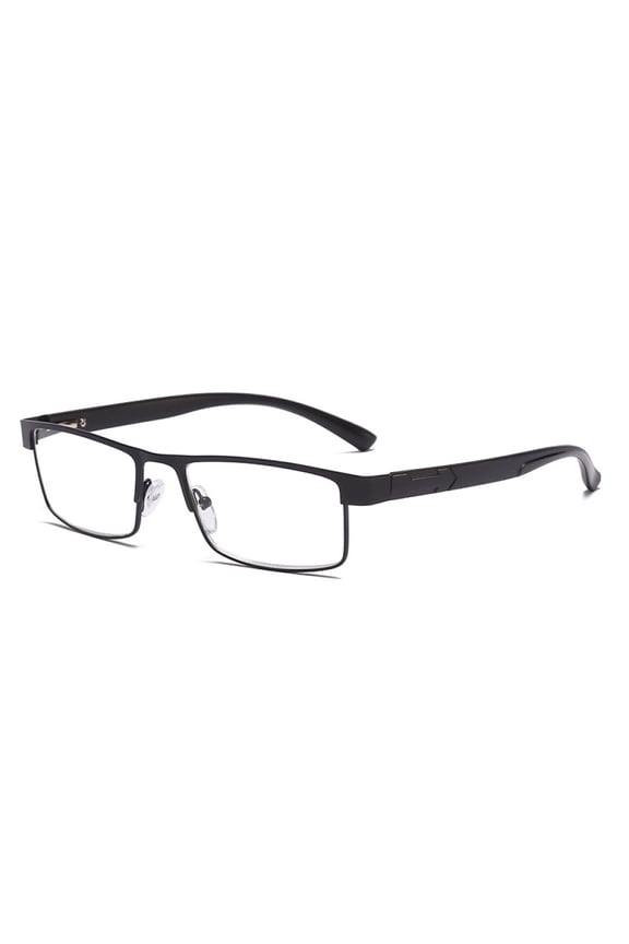 Mens Rimmed Blue Light Blocking Reading Glasses +2.5, Metal Black Spring Hinges Classic Readers 2.5