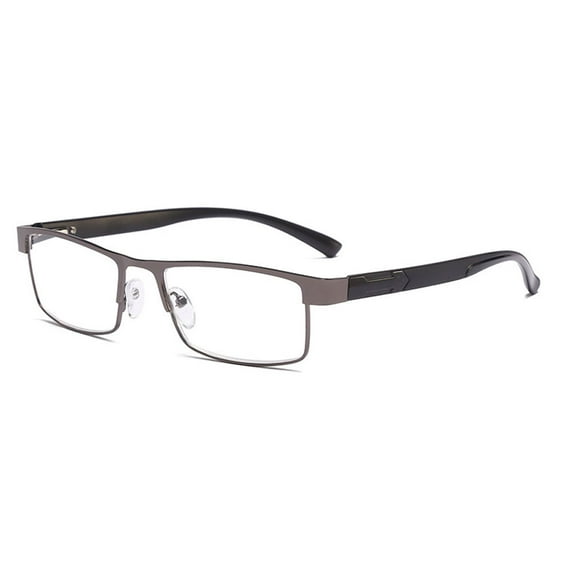 Mens Rimmed Blue Light Blocking Reading Glasses +2.5, Metal Gunmetal Spring Hinges Classic Readers 2.5
