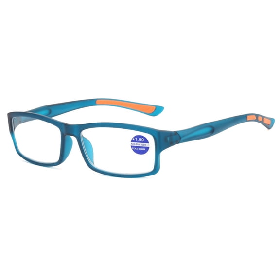 Mens Rimmed Sport Reading Glasses +1.0, Womens Blue Light Blocking Plastic Blue Frame Readers 1.0