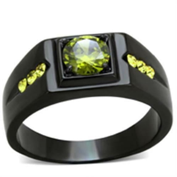 Mens Ring Black Green & Yellow Stainless Steel