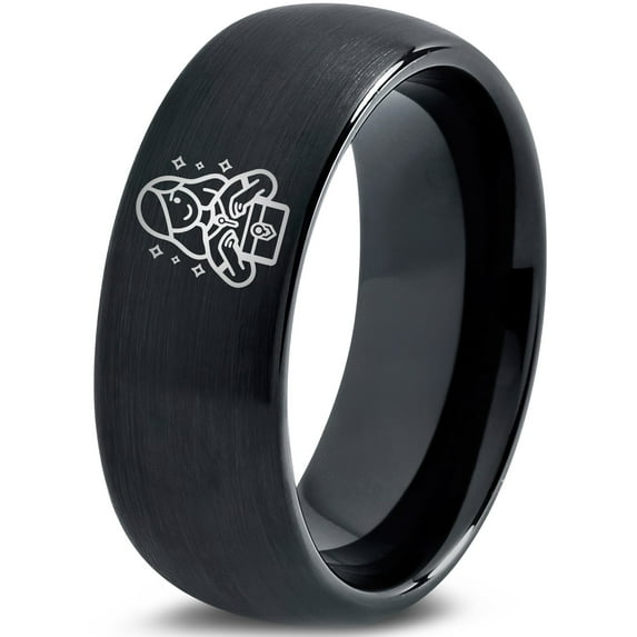 Mens Ring Black Handmade Jewelry Tungsten Gamer Officiant Gift 60th Birthday Gifts Matching Wedding Rings