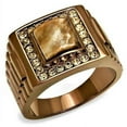 thumbnail image 1 of Mens Ring Coffee light Stainless Steel Ring with Semi-Precious Rain Flower Stone in Brown, 1 of 7