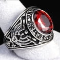 thumbnail image 1 of Mens Ring Eagle Inlaid Red Sapphire Alloy Metal Geometric Design Party Jewelry Accessory Unique Fashion Statement, 1 of 3