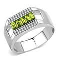 thumbnail image 1 of Mens Ring Olivine Color Stainless Steel Ring with Top Grade Crystal, 1 of 8