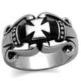 thumbnail image 1 of Mens Ring Silver Black Cross Stainless Steel Ring, 1 of 7