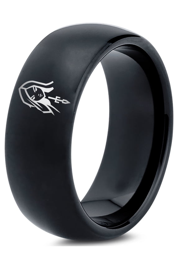 Mens Rings Black Gamer Tungsten Engagement Ring Graduation Gifts Coworker Gift Customized