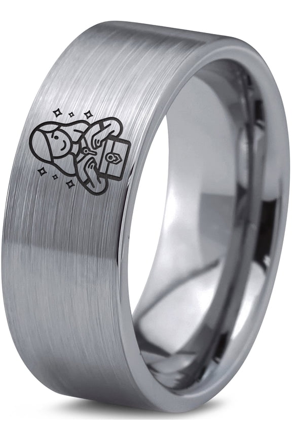 Mens Rings Grey Handmade Gift Tungsten Gamer Ring Size Chart Bohemian Jewelry Simple Wedding Band