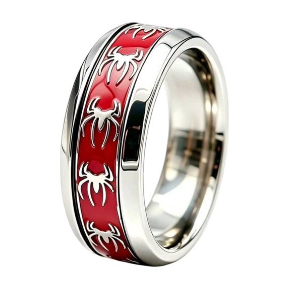 Mens Rings Spider Statement Ring 1Pcs, Titanium Steel Fashion Jewelry for Everyday Wear, Non-Fading E