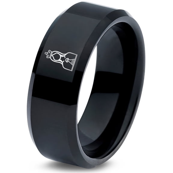 Mens Rings Tungsten Black Gamer Dad Womens Gifts Replacement Mom Men Gay Set 70S 8mm Man
