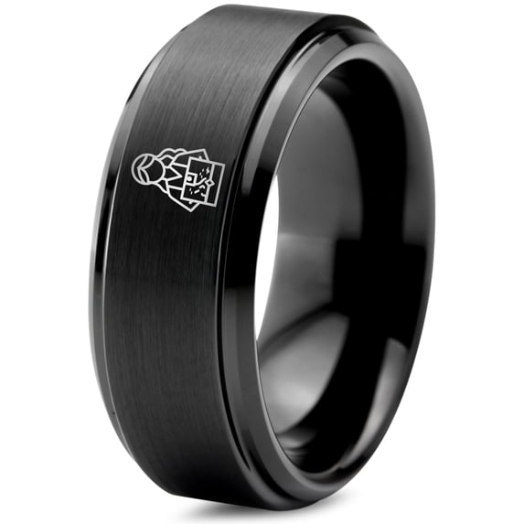 Ring Tungsten Mens Rings Black Gamer Birthday Gifts for Her Natural Second Anniversary Gift