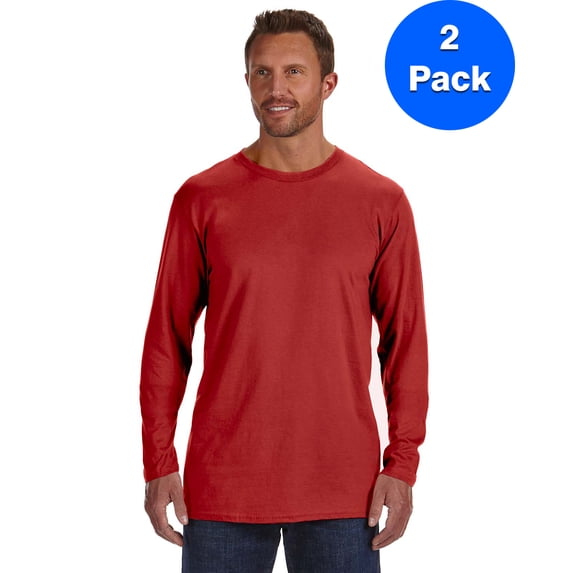 Mens Ringspun Cotton nano-T Long-Sleeve T-Shirt 498L (2 PACK)