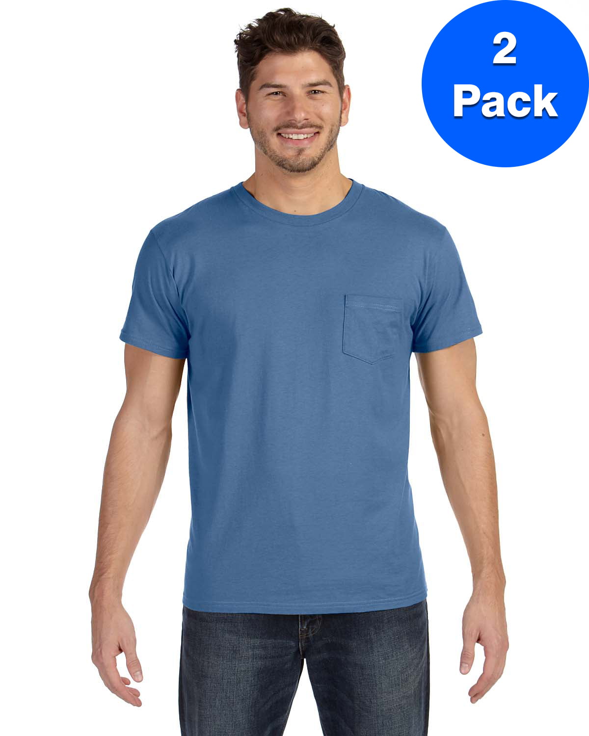 Mens Ringspun Cotton nano-T T-Shirt with Pocket 498P (2 PACK) - Walmart.com