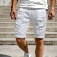 thumbnail image 1 of Mens Ripped Denim Shorts Summer Casual Solid Fitness Sports Shorts Pants Workout Jeans Shorts, 1 of 7