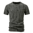thumbnail image 1 of Mens Ripped Holes T Shirts Summer Distressed Short Sleeve Casual Hipster Hip Hop Crewneck Shirts Fashion Y2k Streetwear, 1 of 9