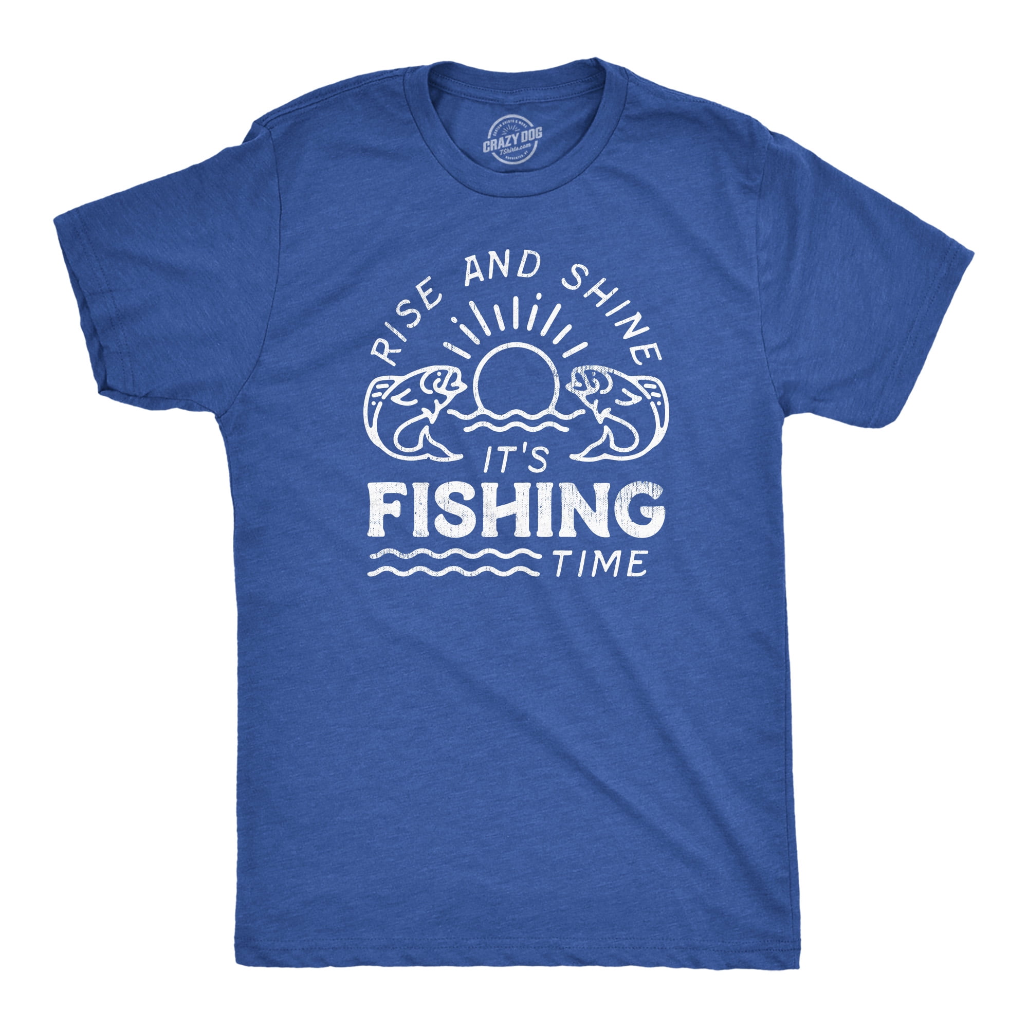Mens Rise And Shine Its Fishing Time T Shirt Funny Fisherman Tee