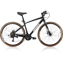Mens Road Bike, Pipleo 700C 24-Speed Hybrid Bike for Adults, Features Dual Disc Brakes, Trigger Shifting, Internal Wiring & Lightweight Frame for City Commuting