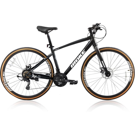 Mens Road Bike, Pipleo 700C 24-Speed Hybrid Bike for Adults, Features Dual Disc Brakes, Trigger Shifting, Internal Wiring & Lightweight Frame for City Commuting